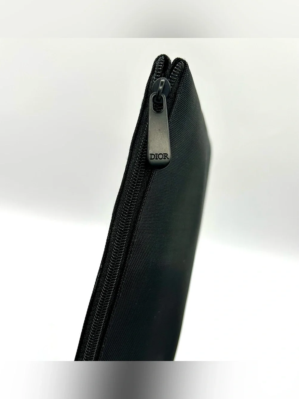 CHRISTIAN DIOR Pouch Black Mesh Cosmetic or Travel Makeup Bag.